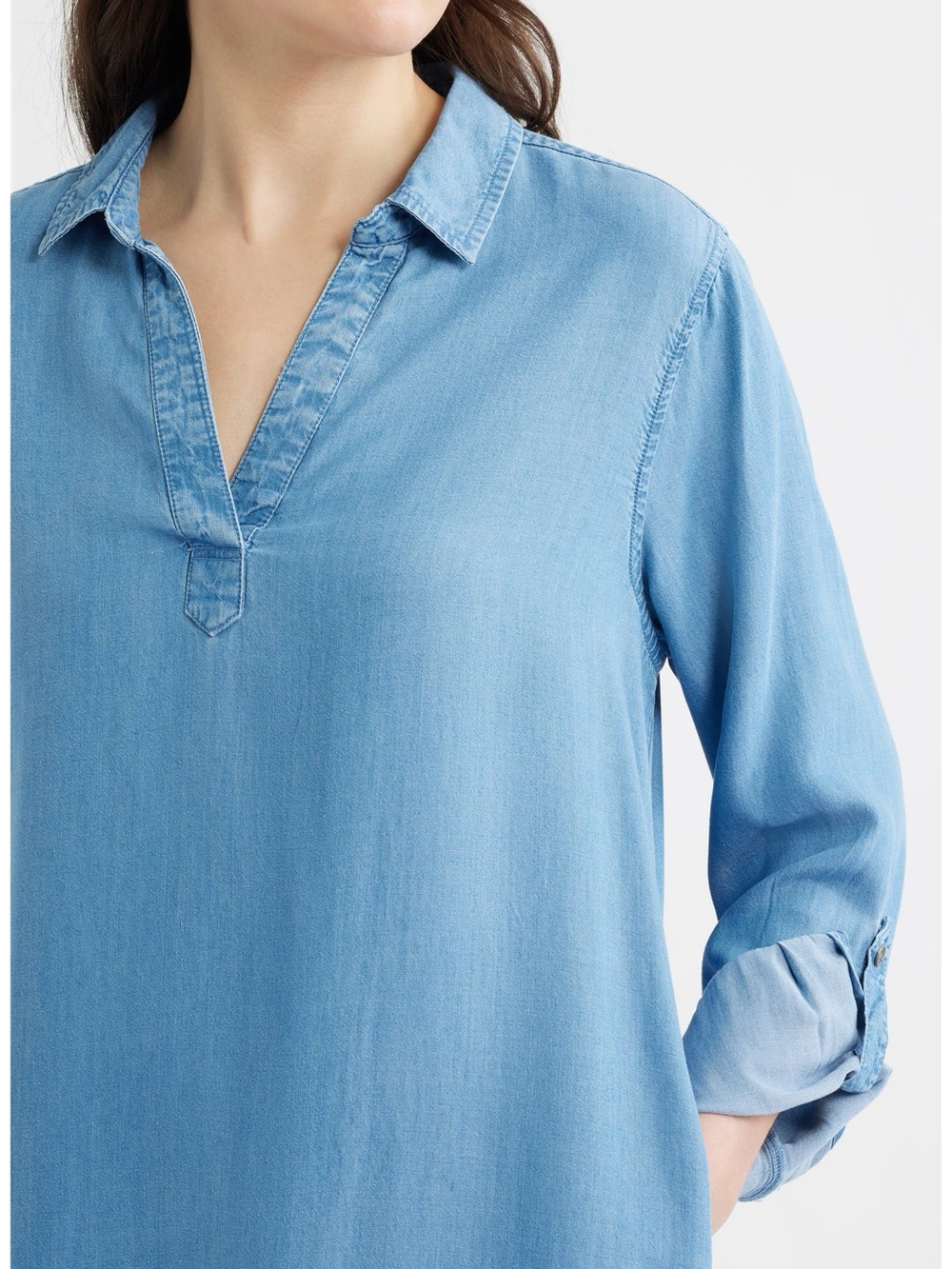 beachlunchlounge Light Blue Relaxed V-Neck Tunic Dress - Picture 4 of 12